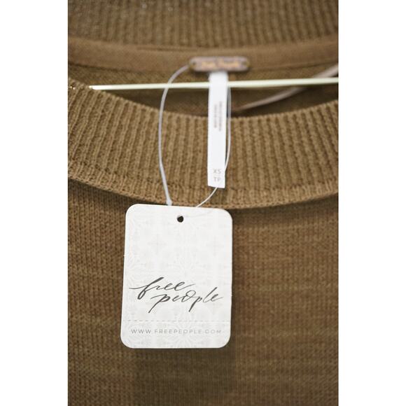 Free People - NWT "WFH" Oversized Short Sleeve Sweater Top in Brown / Size XS - Picture 4 of 8